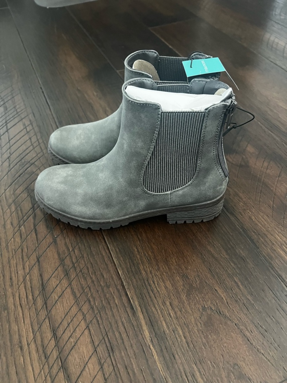 Gray double zipper Anna Booties